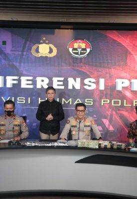 Konferensi pers pengungkapan kasus narkotika jaringan internasional yang digelar Divisi Humas Mabes Polri, Jumat (29/1/2021).