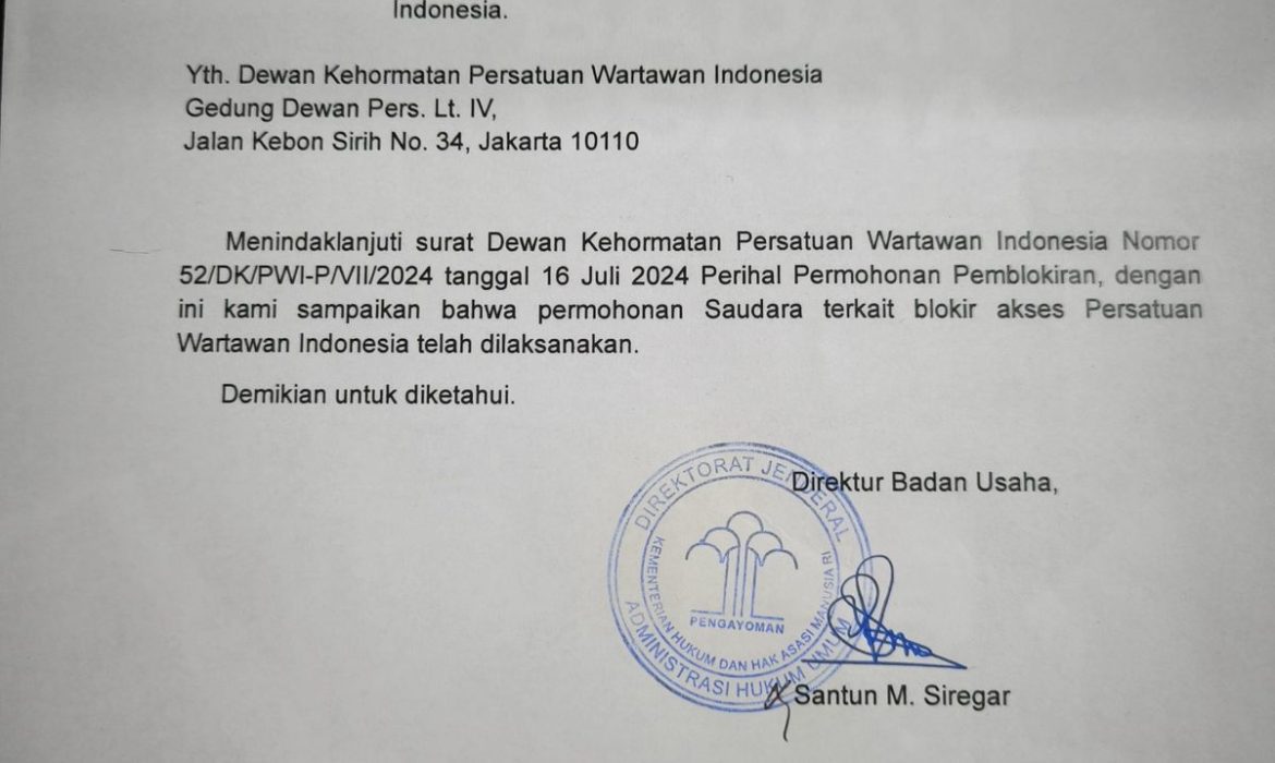 Surat AHU PWI Diblokir, Hendry Ch. Bangun Tidak Punya Legal Standing